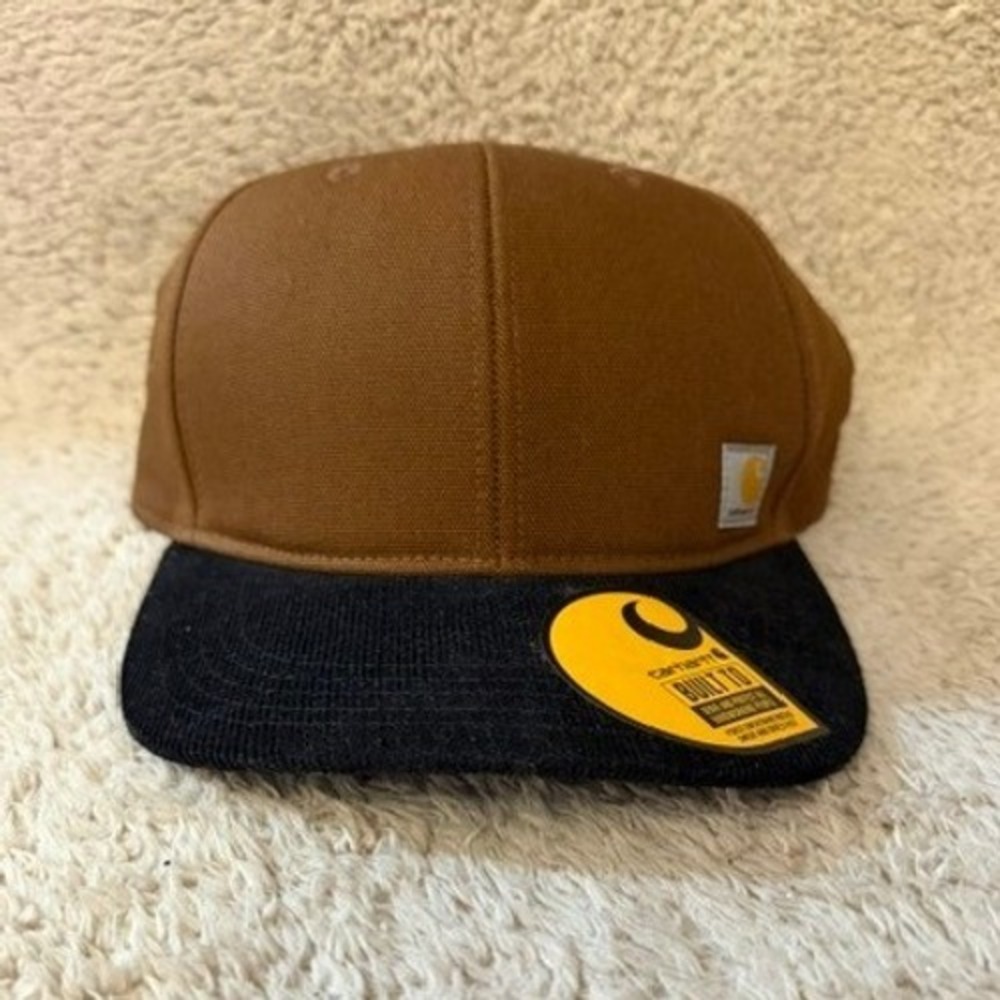Carhartt Brown Canvas Black Snapback Hat AH6665-M Mens Two Tone Cap 100% Cotton
